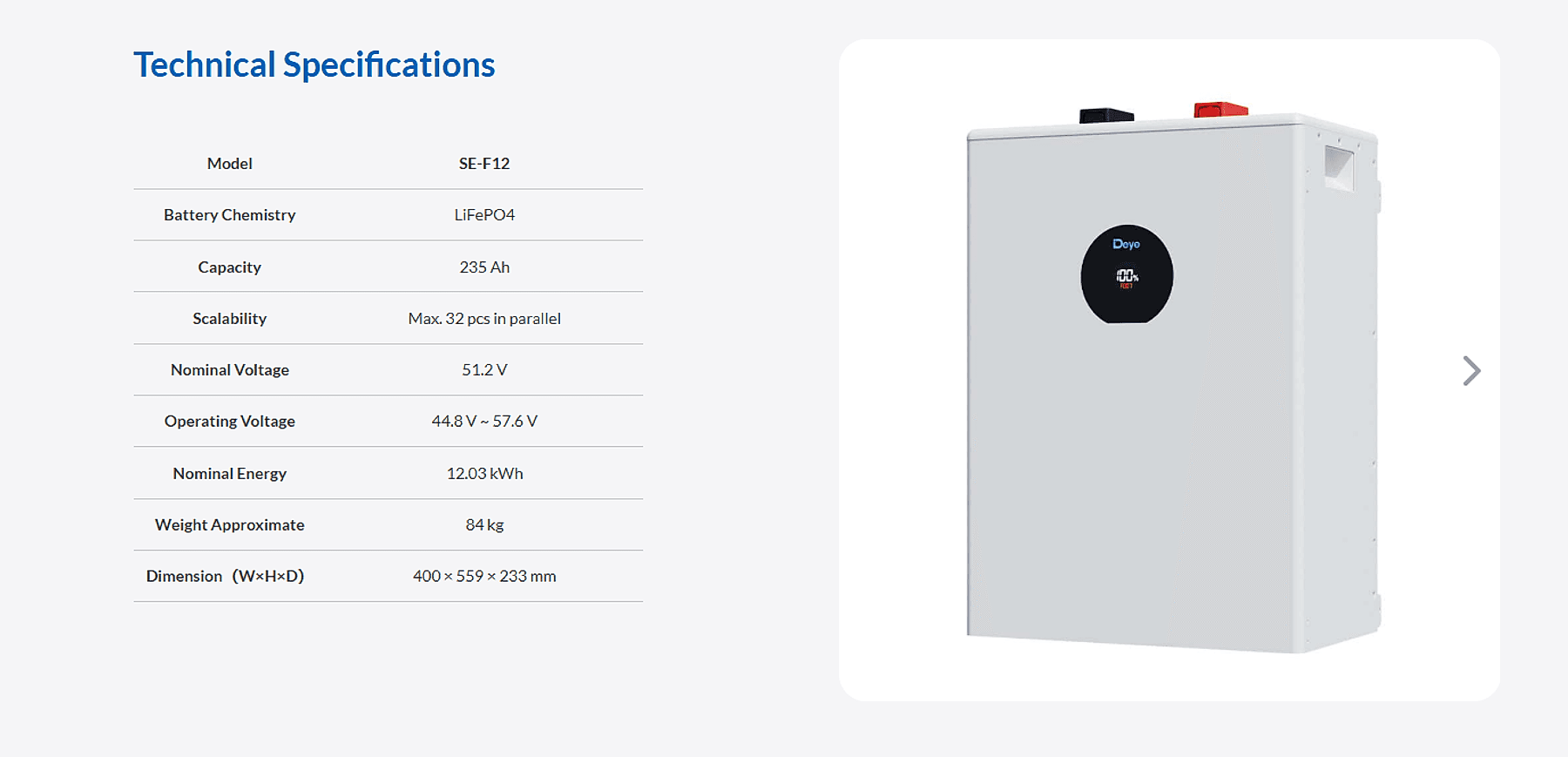 Deye 12kWh Battery — Technical Specification