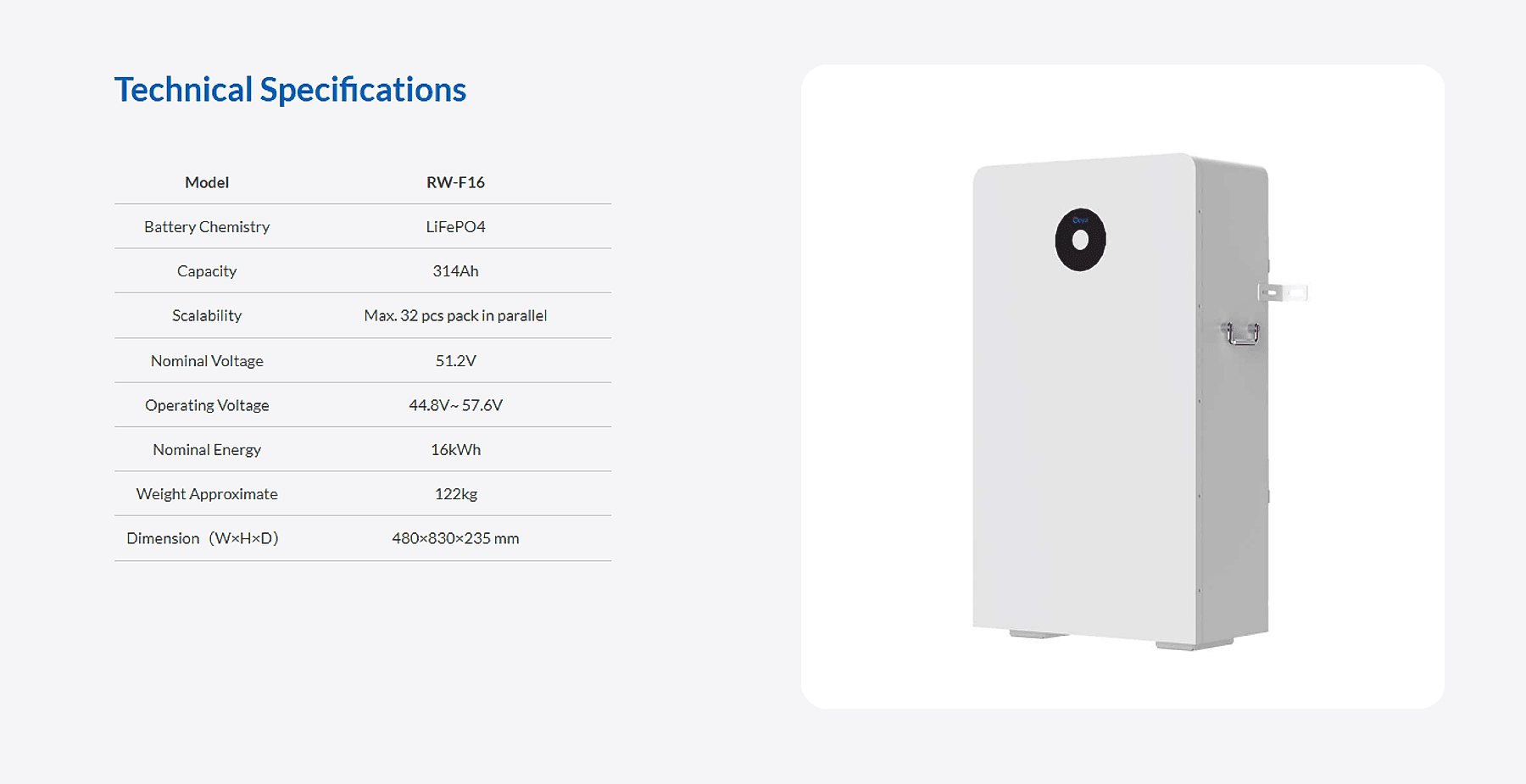 Deye 16kWh Battery — Technical Specification