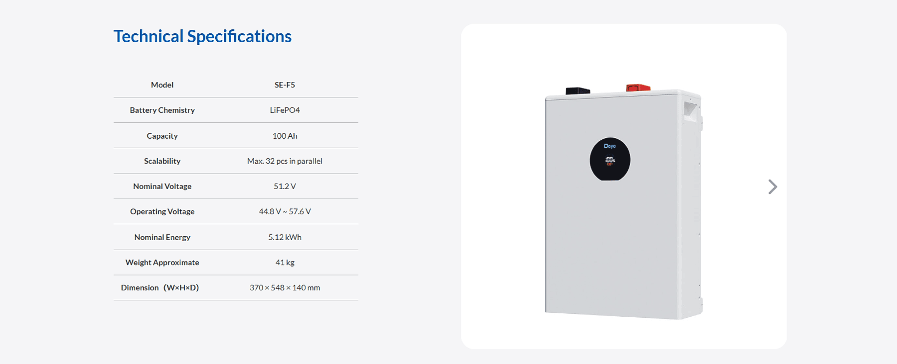 Deye 5kWh Battery — Technical Specification