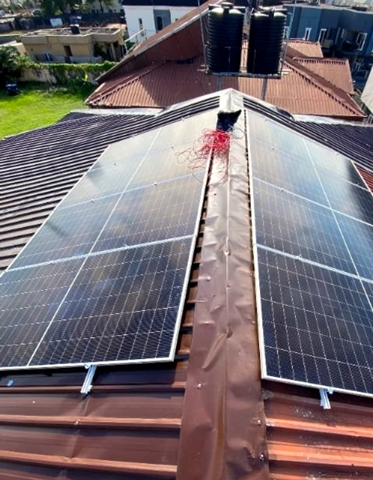 Completed rooftop array on a residential property